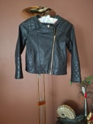 KLASYCZNA CZRANA KURTKA RAMONESKA EKO SKÓRA ZAMKI KIESZENIE 128