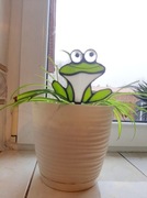 Witraż szklany w kształcie żaby, palik do roślin, dekoracja ogrodu