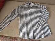 Męska koszula lniana bawełniana Joop slim fit z długim rękawem 