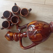 Zestaw dzbanek + 6 czarek -sztuka ludowa Bułgarii lata 80.