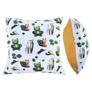 Poszewka 40x40 cm Żabki w stawie Ślimaki tatarak Żaby - Bawełna