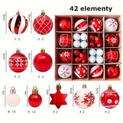 Zestaw Bombek Choinkowych 42 szt - Ozdoby Świąteczne - Zestaw Dekoracji