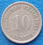 Moneta 10 Pfennig. 1911 r.