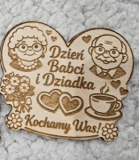 MAGNES drewniany na lodówkę  sklejka grawer na Dzień Babci i Dziadka 