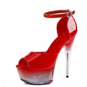 Czerwone szpilki z brokatową platformą 15 cm, 38 nowe