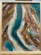 ,,Płynąca rzeka i piaski" obraz akrylowy ręcznie malowany 40 x 50cm w ramie