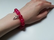 Bransoletka kamienie fuksja z kotkiem kot