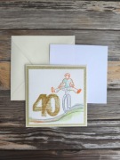 Kartka okolicznościowa , 40 lat, jubileusz, urodziny, haftowana