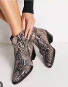 ALLSAINTS LIOR SNAKESKIN BUCKLE KOWBOJKI ANKLE BOOTS 37