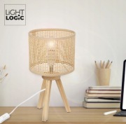 Lampa nocna stołowa LIGHTLOGIC LL VERNOK TL E14 bambus do LED boho eko