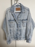 H&M Denim Kurtka jeansowa XS oversize przecierana