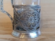 PODSTAKANNIK SREBRZONY KOSZYCZEK UCHWYT SZKLANKA FILIGRAN