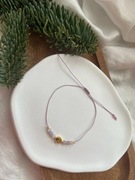 Bransoletka na szczęście hematyt pozłacany róża ametyst lawendowy