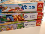 3*Puzzle Trefl 100-160 el. Kubuś Puchatek, Myszka Miki