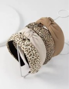 4 opaski do włosów kremowa w panterkę opaska w cętki