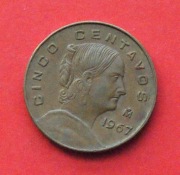 5 Centavos  1967 r -  Meksyk Josefa Ortiz de Dominguez  stan !