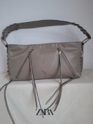 Zara torebka boho szaro-beżowa frędzle ekoskóra nowa z metką