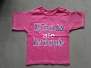 T-shirt Koszulka Bluzka Krótki Rękaw Mama wie wszystko Rozmiar 80