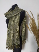 Oliwkowy szal Szalik Khaki Orientalny Hippie Boho Duży Nowy Indie