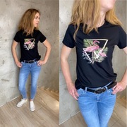 Koszulka damska T-shirt czarna nadruk Flaming