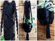 Kwietnik makrama na ścianę CZARNY (dł. 56 cm)