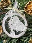 Drewniana bombka ręcznie malowana święta bałwan