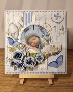 Kartka handmade na chrzest, urodziny maluszka Baby Shower + pudełko