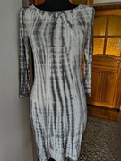 Biało-szara bawełniana sukienka tie dye