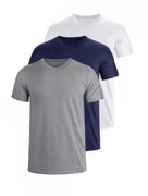 Komplet Bawełnianych 3 Sztuk T-shirtów Męskich XXL Biały Szary Granatowy