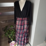 Sukienka maxi w czerwoną kratę Friends Connection, rozmiar L – stan bdb