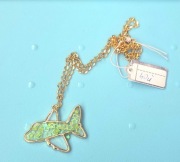 Samolot zielony naszyjnik – zawieszka lotnicza brokat biżuteria podróżnicza