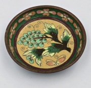 Chińska miseczka cloisonné winogrona mosiądz emaliowana 9x2,5 cm