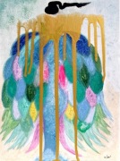 Obraz akrylowy pawia dama na płótnie 25x30