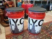 Metalowy Kosz Pufa Beczka Pierre Henry New York City 45cm 2sztuki