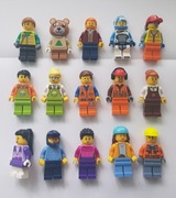 Lego figurki City, rolnik, budowlaniec, ratownik, medyk, 15 szt.