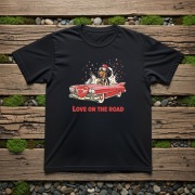 T-shirt Koszulka z jamnikiem w aucie retro