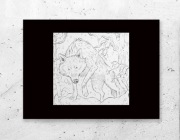 wilk obrazek A4, biało czarny plakat z wilkiem, mała grafika do domu