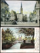 NYSA Neisse  Zollstrasse fontanna + most kościół 2 pocztówki