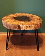 Stolik kawowy plaster drewna buk żywica