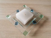 Piękny szklany świecznik podstawka pod tealight mozaika kolorowe kafelki