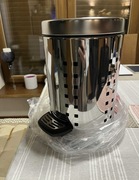 KOSZ ŁAZIENKOWY POJEMNIK SREBRNY NA ŚMIECI 3L ŚMIETNIK DO BIURA WC METALOWY