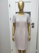 Elegancka różowa sukienka M szyta drapowana faktura 