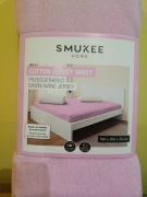 Prześcieradło bawełniane jersey z gumką 160x200 różowo-liliowe