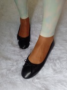 (39/40) Czarne baleriny biznesowe na szeroką stopę, NOWE 