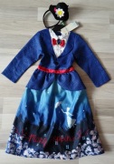 Disney Mary Poppins kostium karnawałowy strój+ opaska z kapeluszem 98-104cm