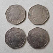 Wielka Brytania 50 pensów, Zestaw 4 monet (2000,2001,2002,2003)