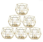 Świeczniki złote, metalowe 6 szt boho / glamour / loft