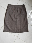 spódnica vintage melanż elegancka jodełka biurowa 