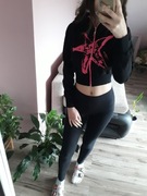 Krótka bluza z długim rękawem czarna crop top rozmiar XS/S bawełna