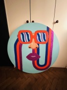 Nowoczesny Obraz „Purple lips” o średnicy 90 cm